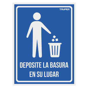 Letrero señalización "DEPOSITE LA BASURA EN SU LUGAR", 21x28cm